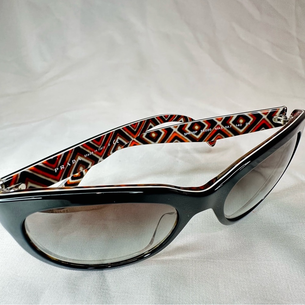 Prada Black And Orange Patterned Sunglasses - image 2